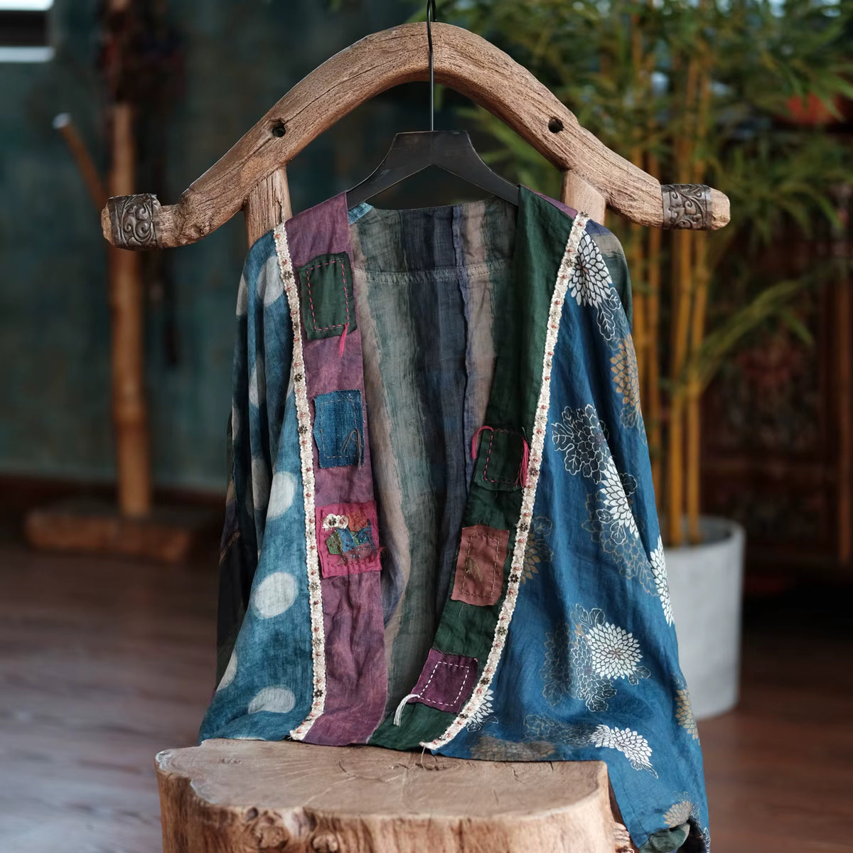 Sora Vintage Çiçekli Rami Kimono