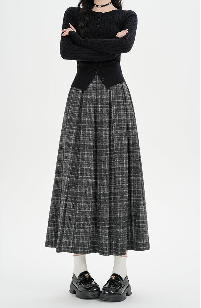 Retro Ekose Midi Etek