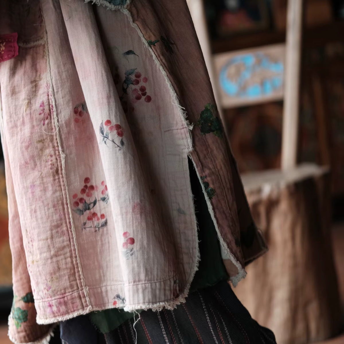 Sakura Vintage Patchwork Pamuk Tunik Elbise