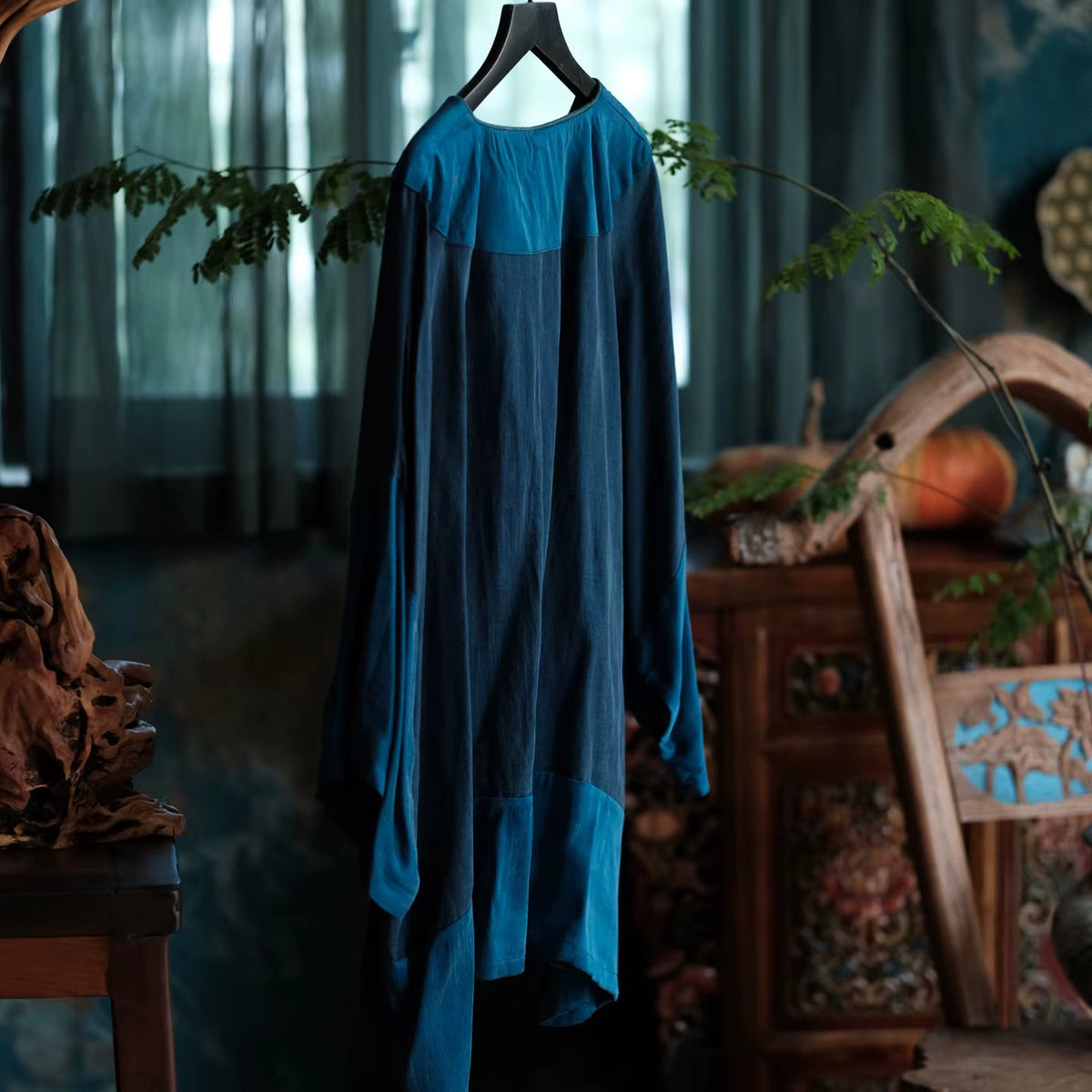 Indigo Path Patchwork Pamuk Tunik - 3