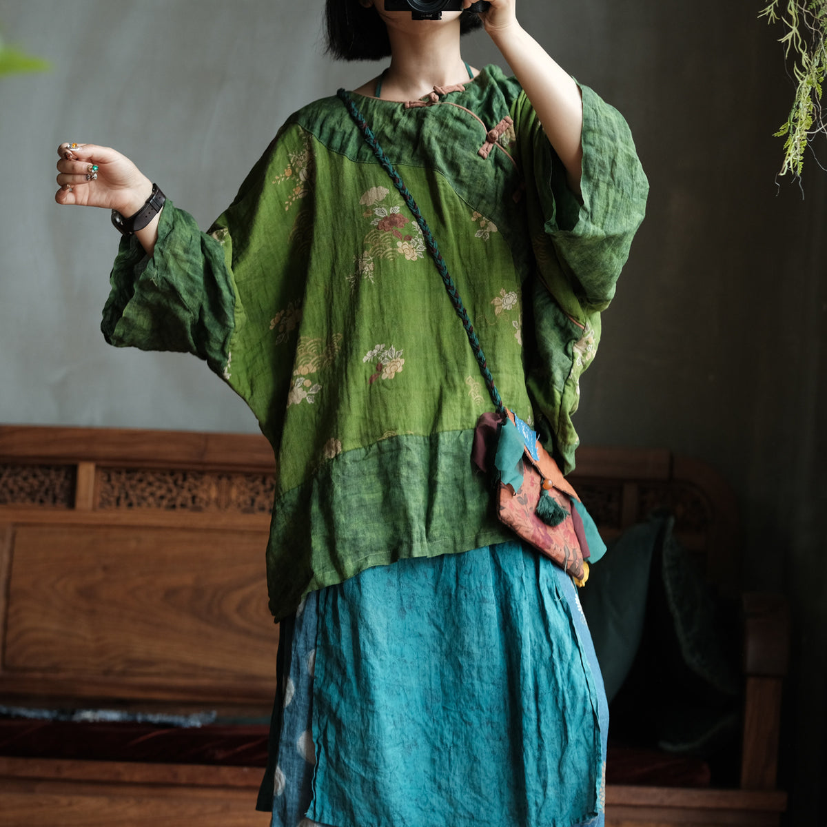Moss Garden Patchwork Pamuk Tunik