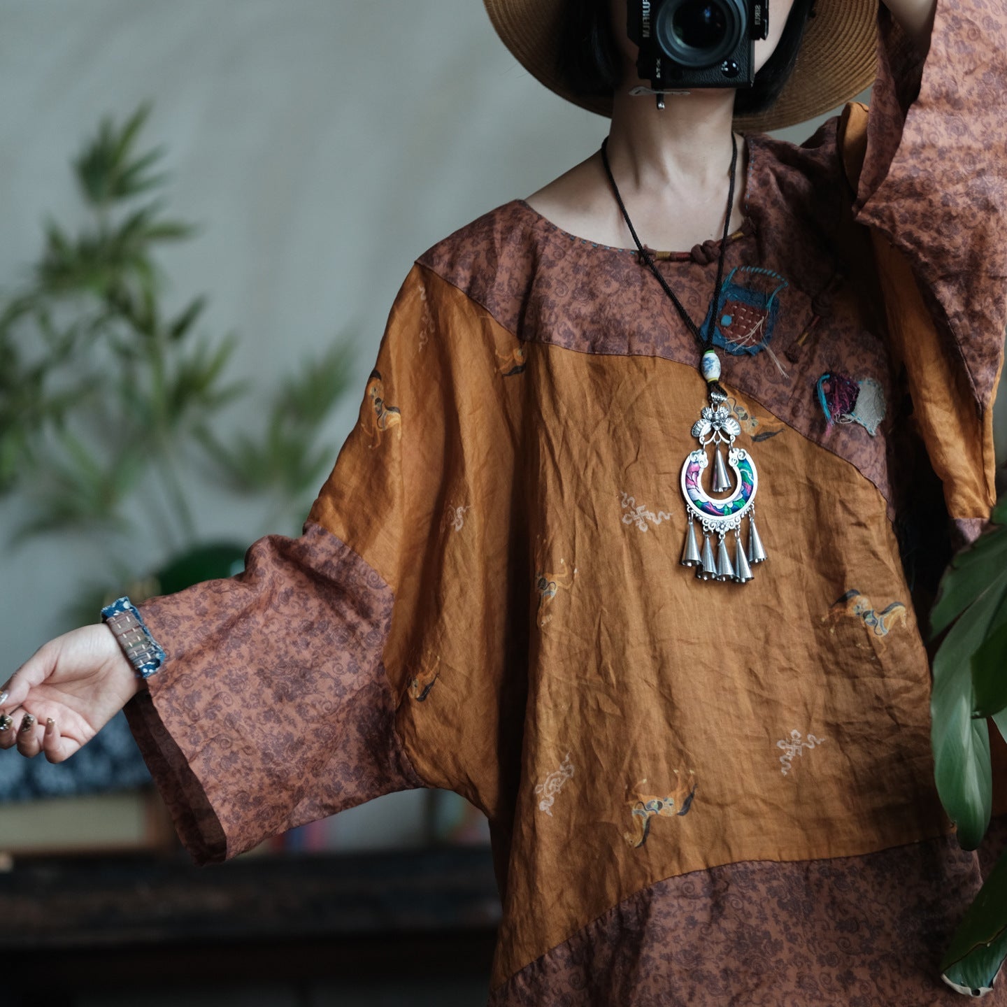 Vintage Mosaic Ramie Blouse – görsel 4