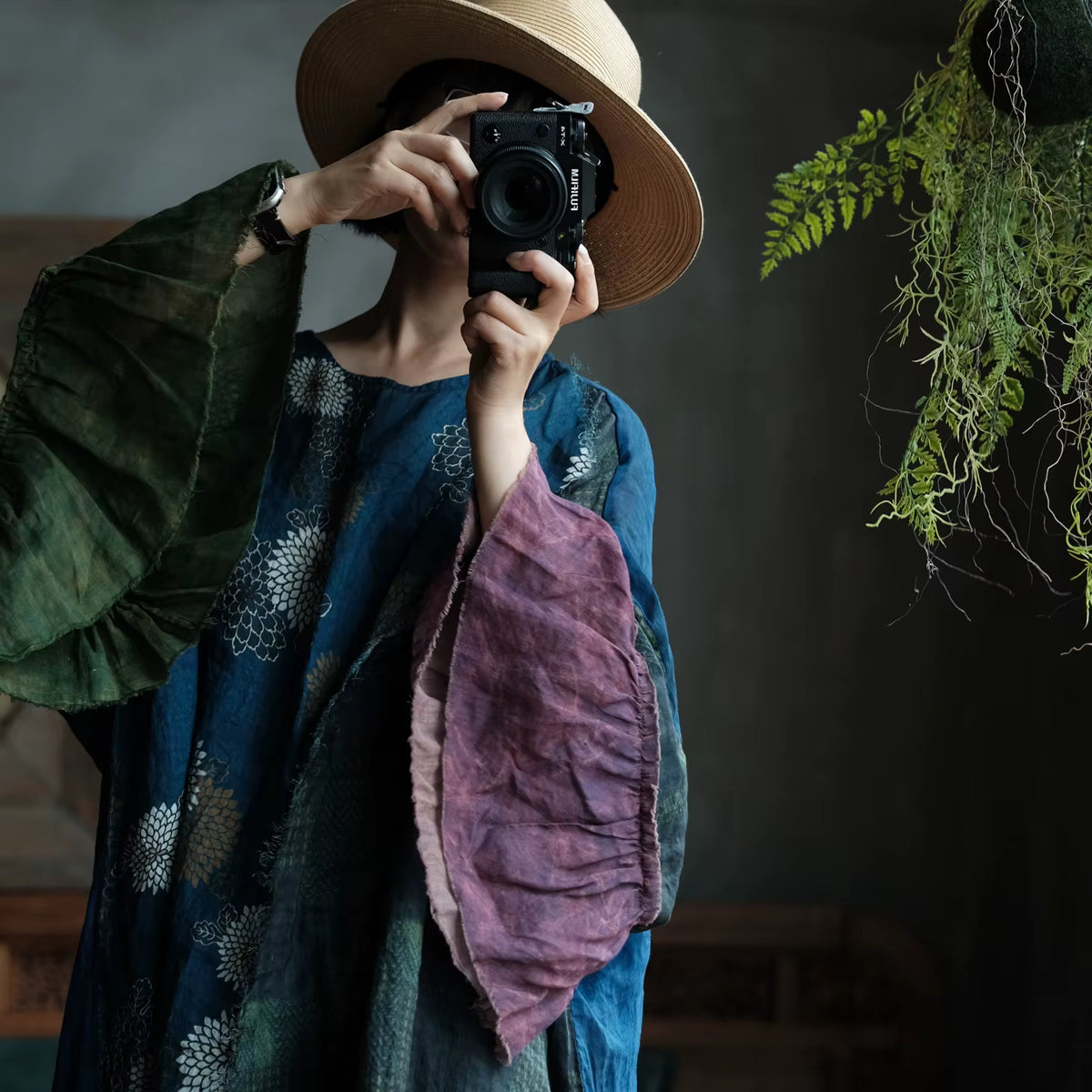 Indigo Garden Patchwork Rami Elbise