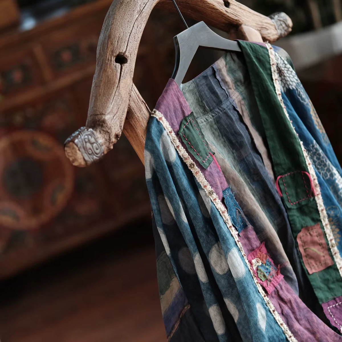 Sora Vintage Çiçekli Rami Kimono