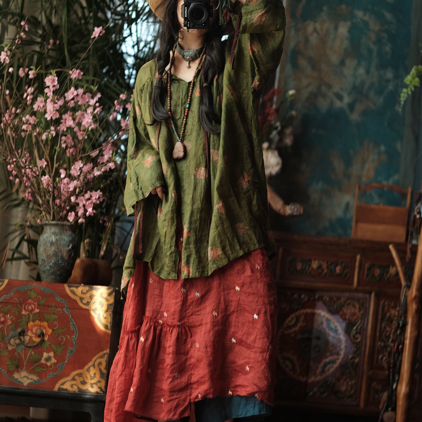Vintage Bloom Linen Blouse – görsel 11