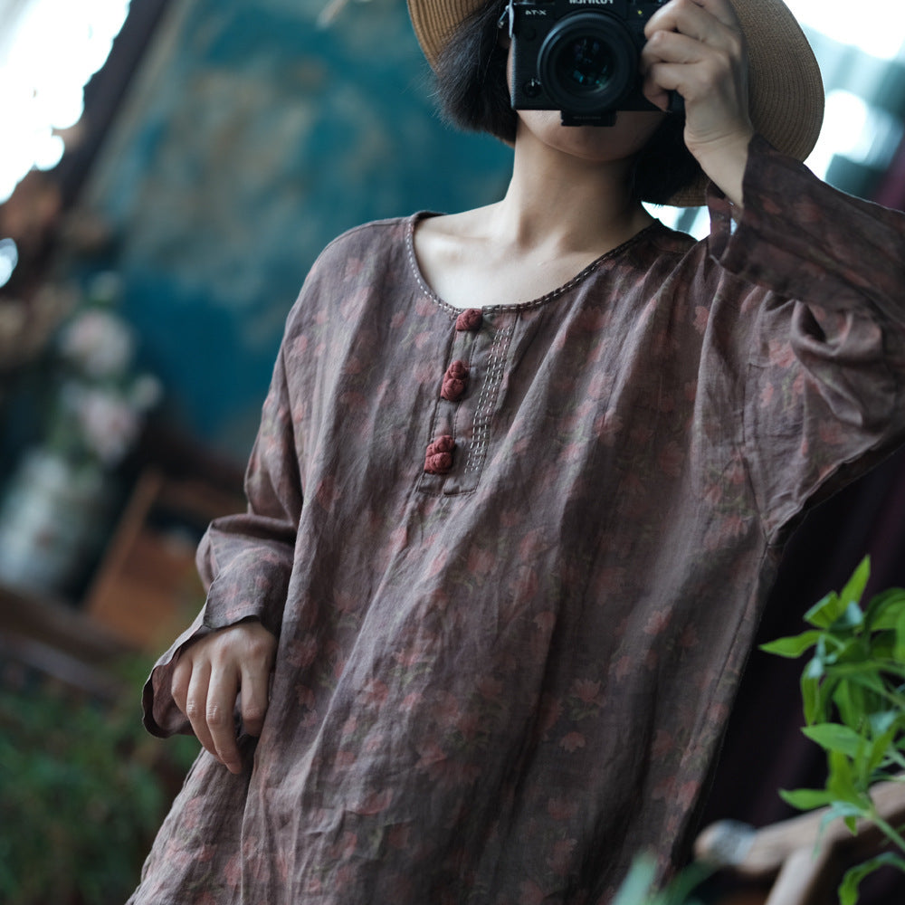 Women's Vintage Ramie Blouse | Oversized Lightweight Natural Shirt – görsel 3