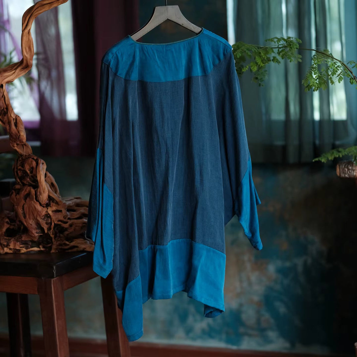 Indigo Path Patchwork Pamuk Tunik - 2