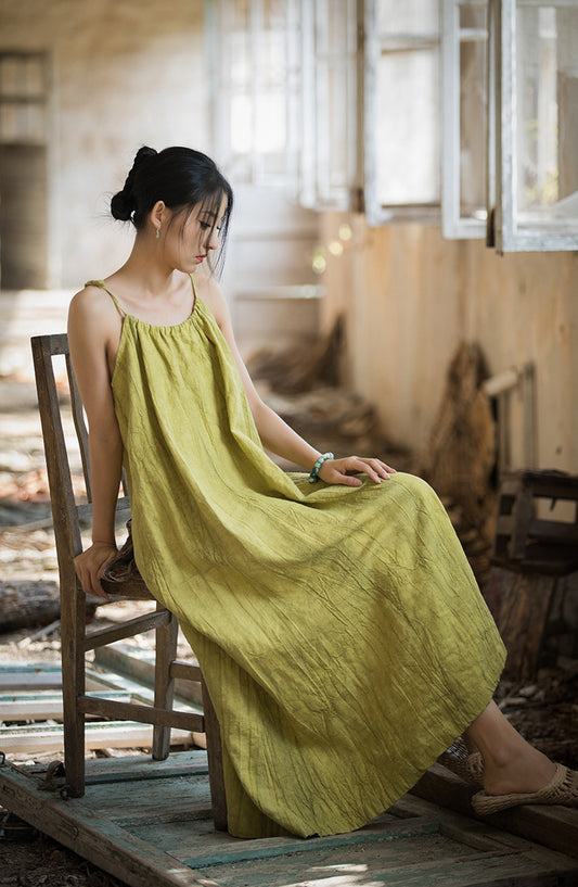 Boho Breeze Rami Keten Elbise