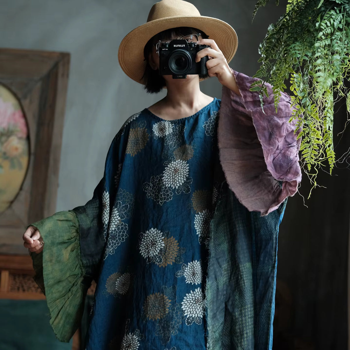 Indigo Garden Patchwork Rami Elbise