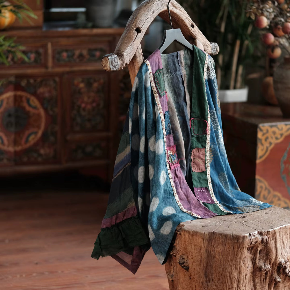 Sora Vintage Çiçekli Rami Kimono