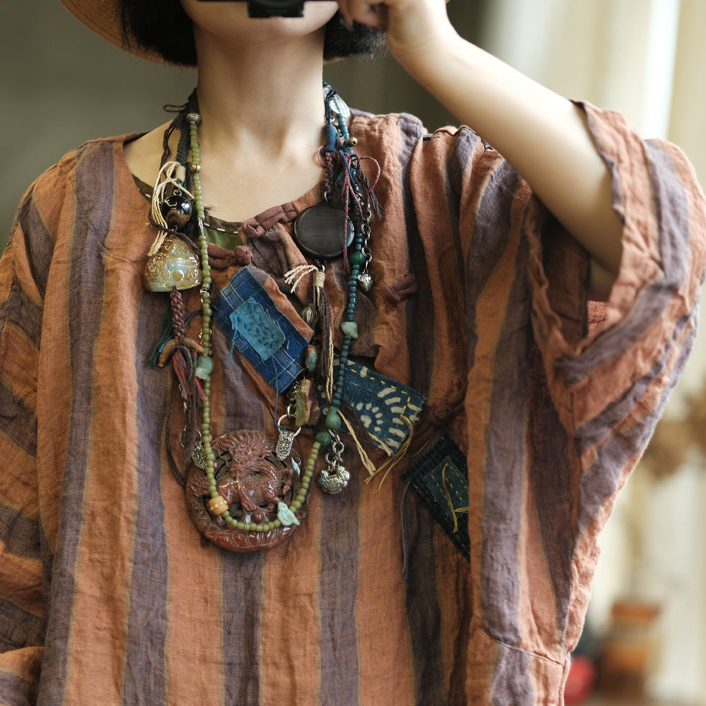 Vintage Striped Linen Tee – görsel 8