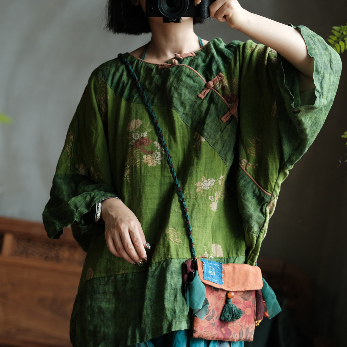Moss Garden Patchwork Pamuk Tunik