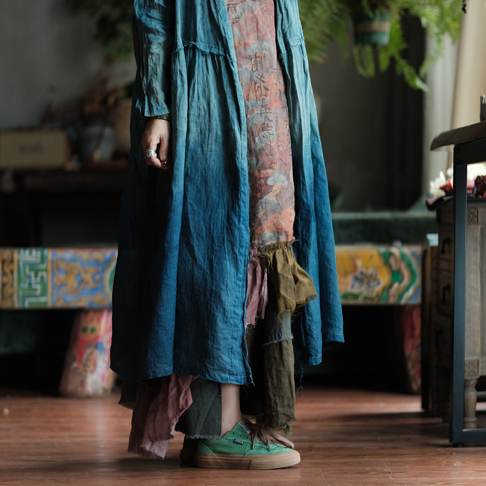 Verdant Mist Batik Rami Uzun Ceket