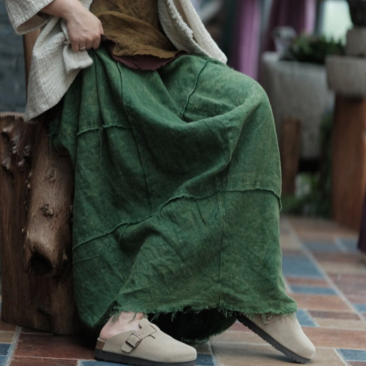 Vintage Linen Breeze Maxi Skirt – görsel 1