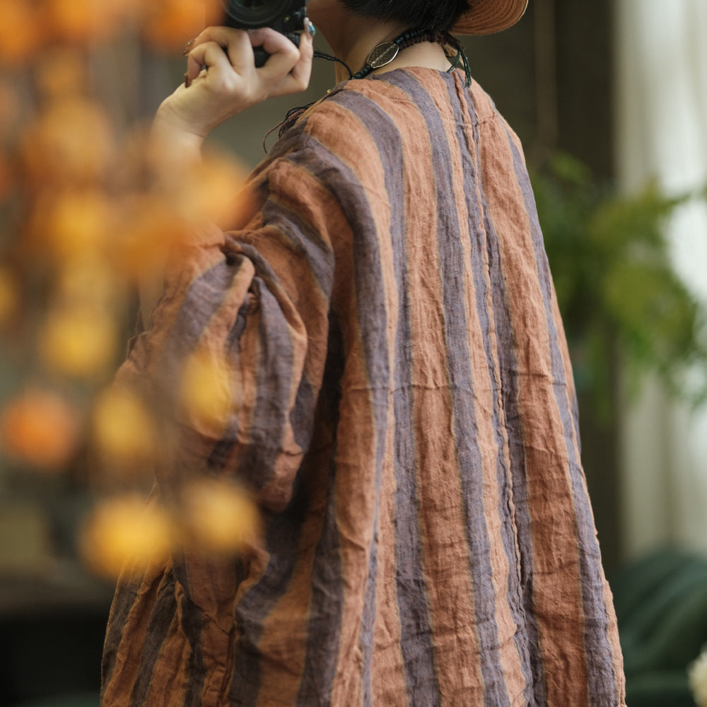 Vintage Striped Linen Tee – görsel 3