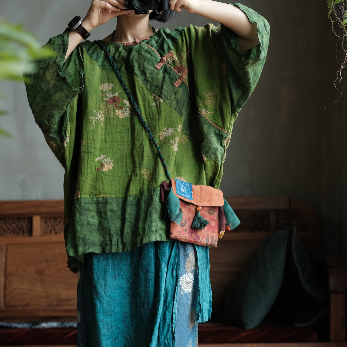 Moss Garden Patchwork Pamuk Tunik