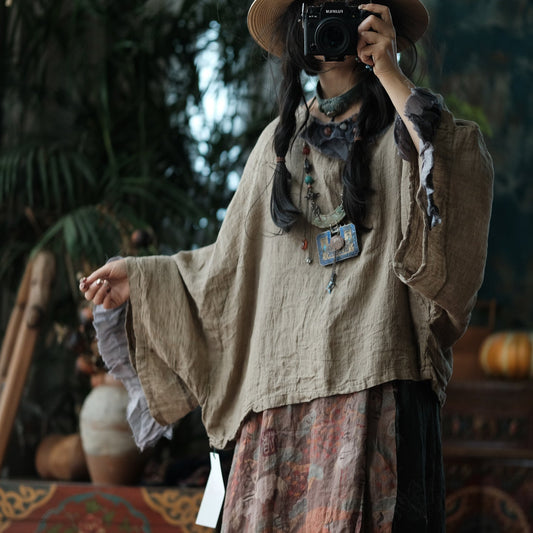 Heritage Linen Patchwork Blouse – görsel 1