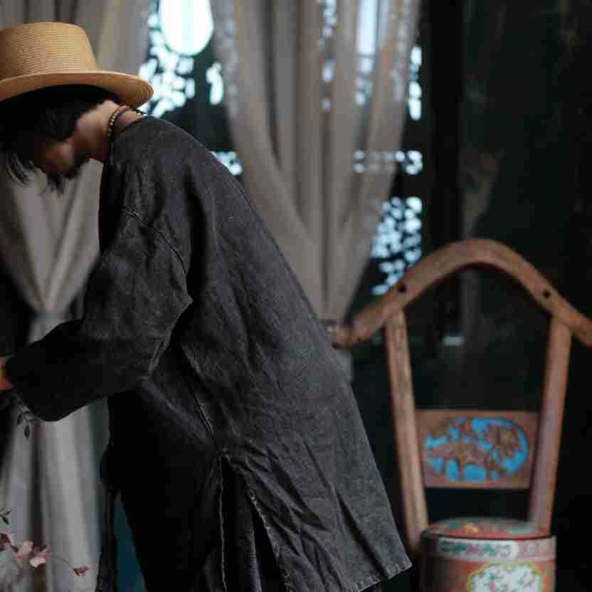 Vintage Breeze Oversize Gömlek – %100 Keten