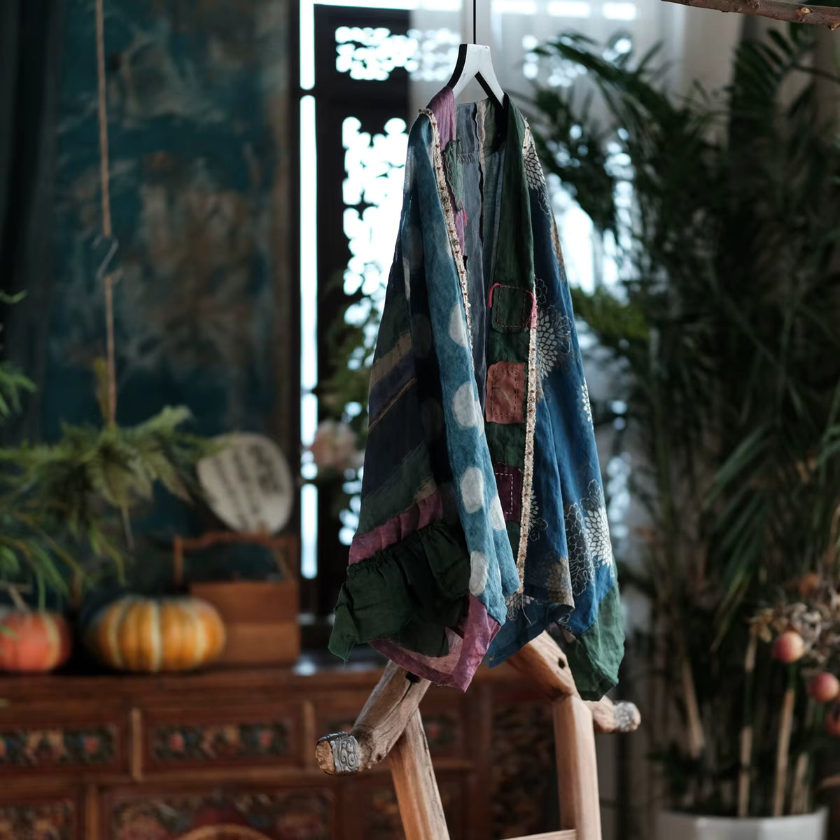 Sora Vintage Çiçekli Rami Kimono