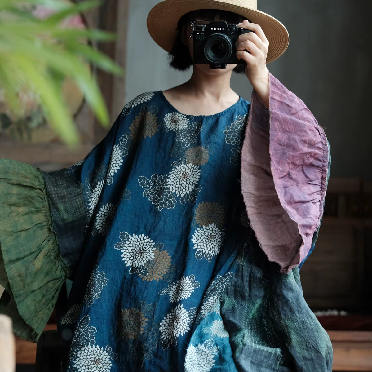 Indigo Garden Patchwork Rami Elbise