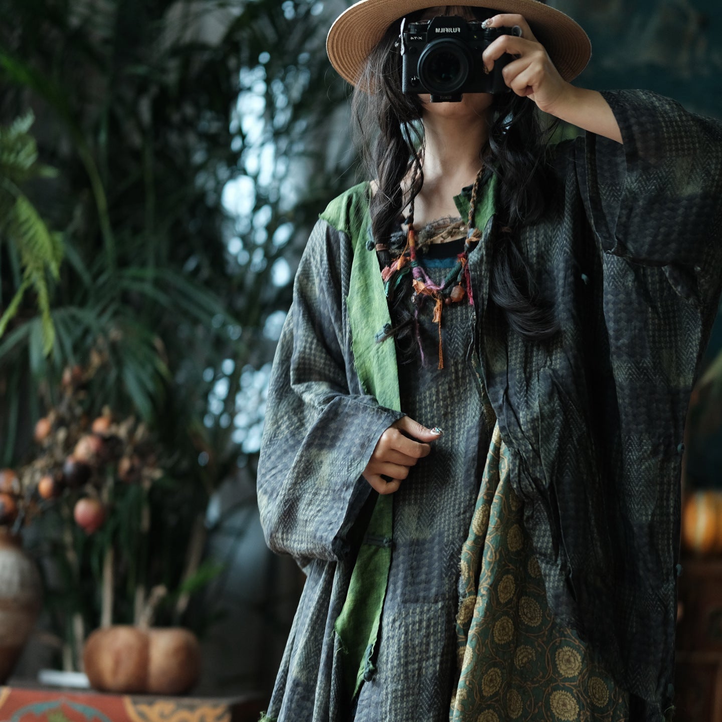 Forest Patchwork Ramie Dress – görsel 3