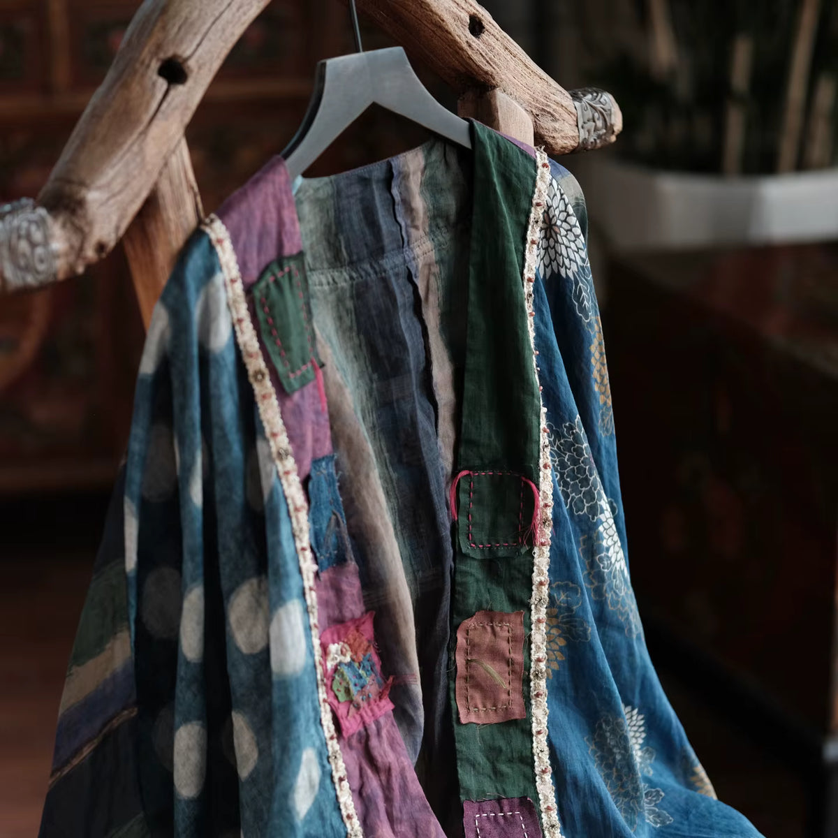 Sora Vintage Çiçekli Rami Kimono