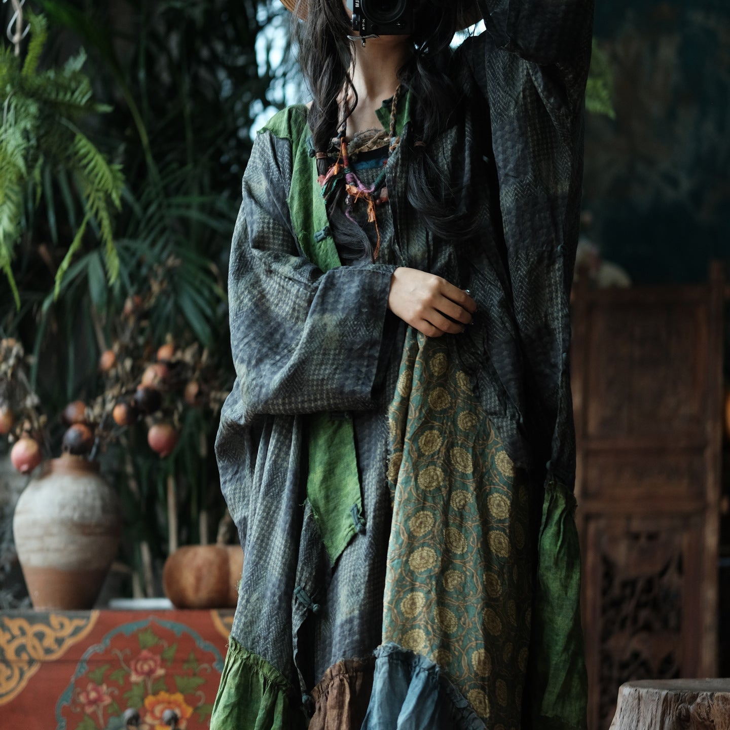 Forest Patchwork Ramie Dress – görsel 5