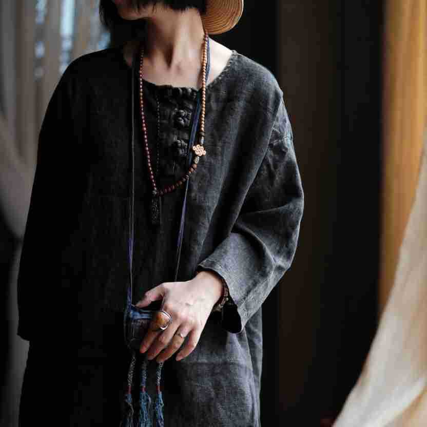 Vintage Breeze Oversize Gömlek – %100 Keten