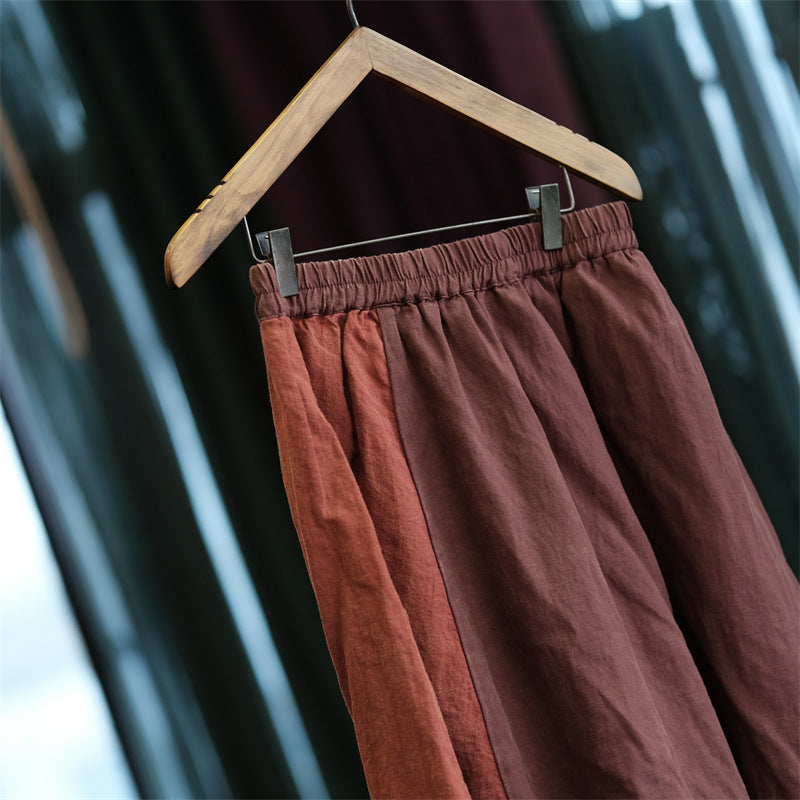 Vintage Harmony Patchwork Linen Skirt – görsel 4