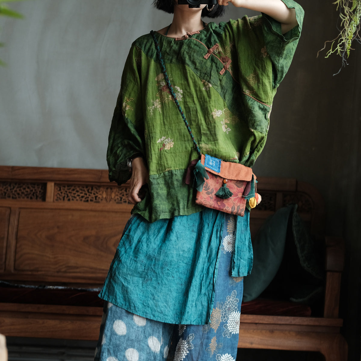 Moss Garden Patchwork Pamuk Tunik