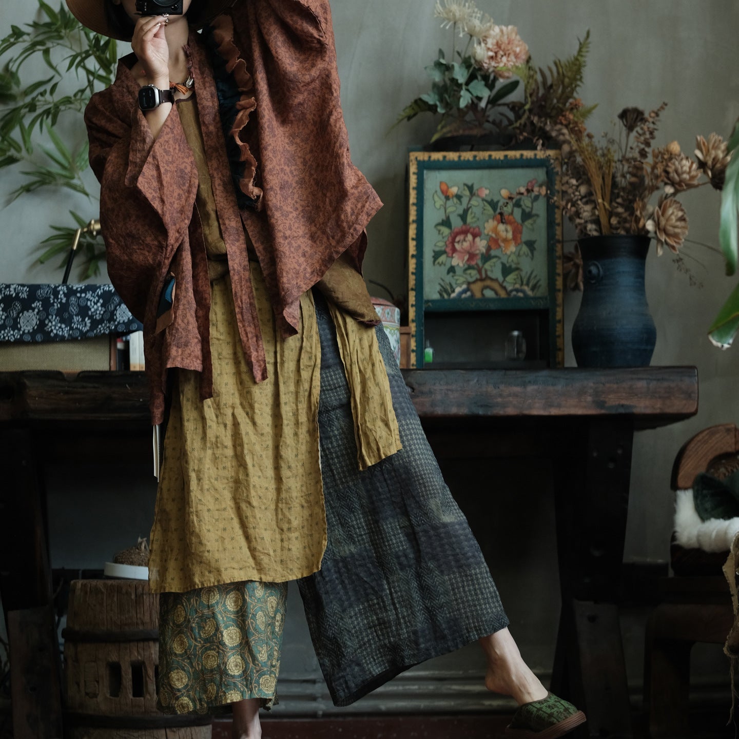 Vintage Nomad Ramie Wide Leg Pants – görsel 1