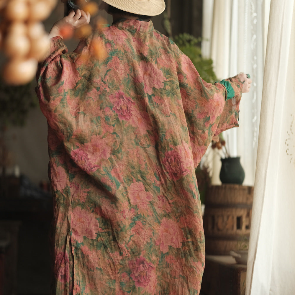 Vintage Floral Ramie Long Kimono – görsel 4