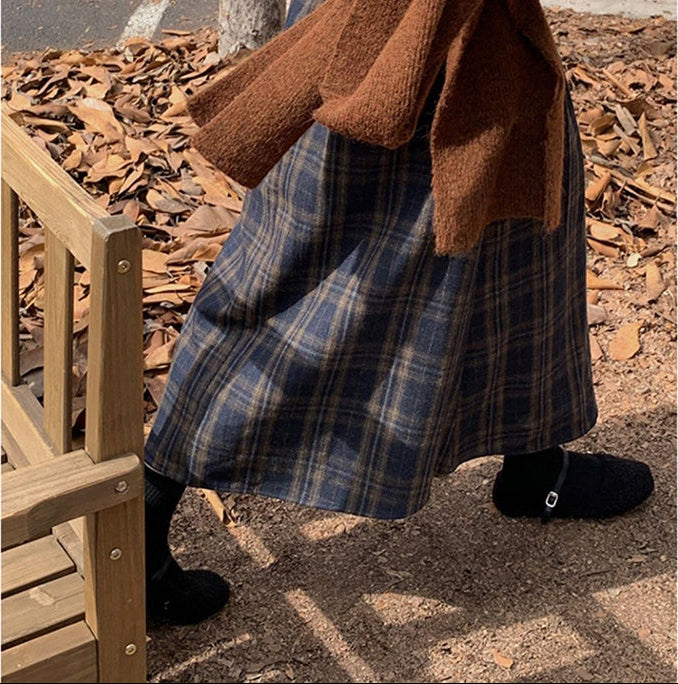 Vintage Ekose Midi Etek