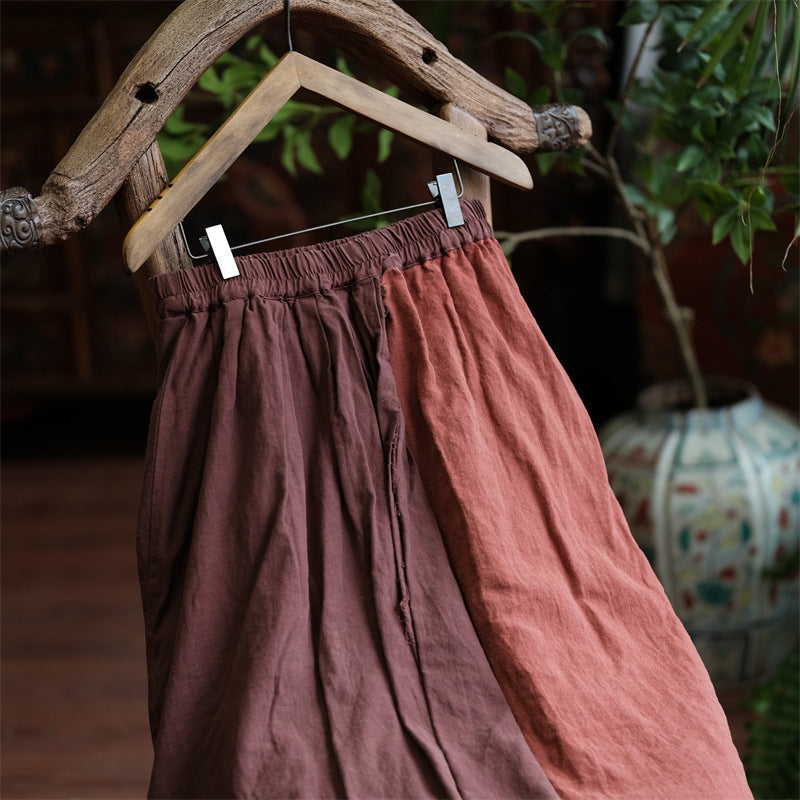 Vintage Harmony Patchwork Linen Skirt – görsel 5