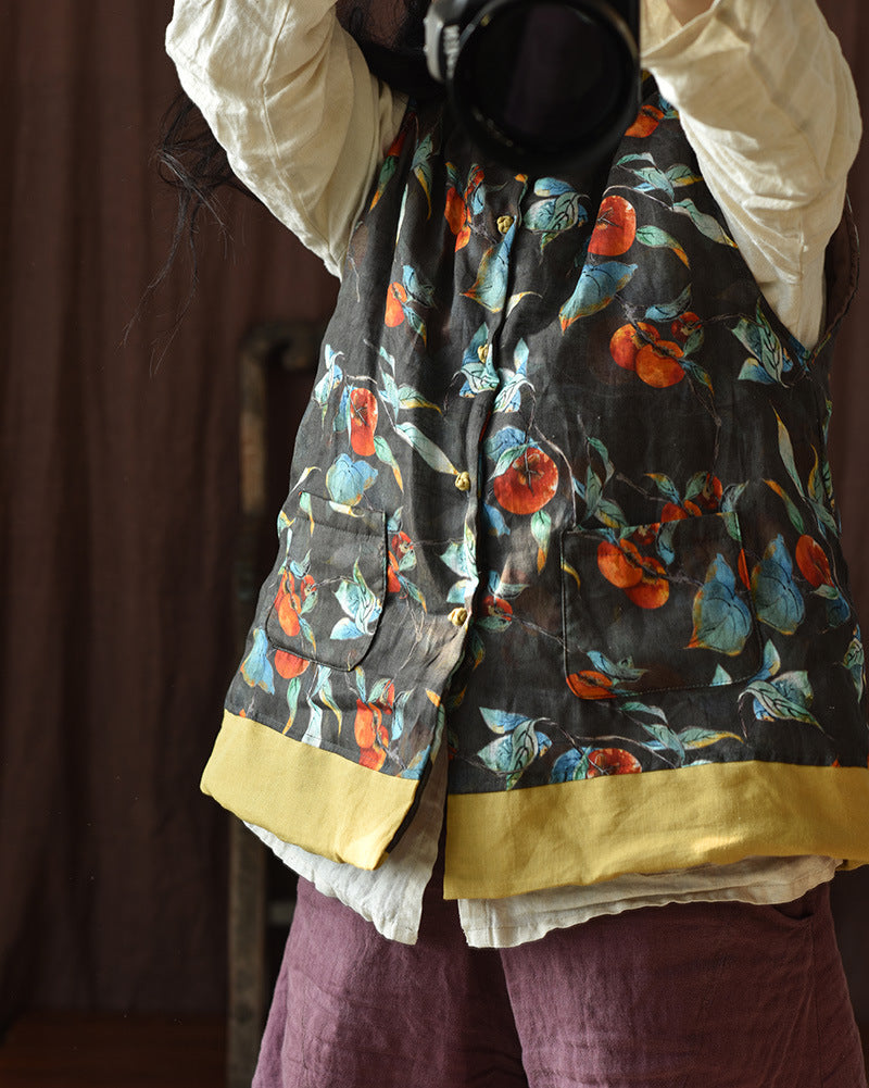 Vintage Blossom Patchwork Keten Yelek