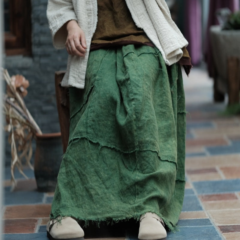 Vintage Linen Breeze Maxi Skirt – görsel 4