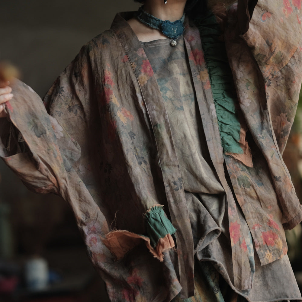 Vintage Bloom Linen Floral Kimono – görsel 6