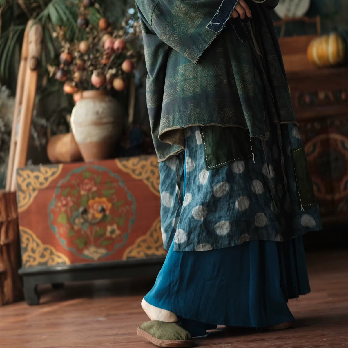 Aoi Vintage Çiçekli Pamuk Kimono