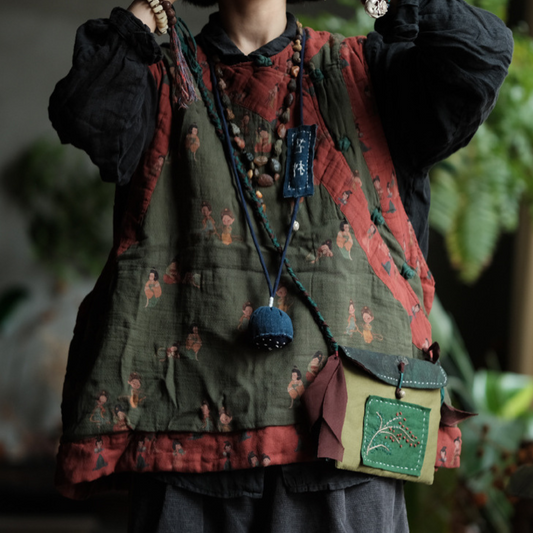 Vintage Patchwork El İşlemeli Crossbody Çanta