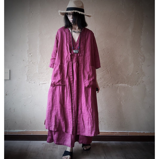 Vintage Maxi Keten Yelek