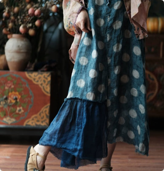 Azure Polka Linen Summer Dress – görsel 4