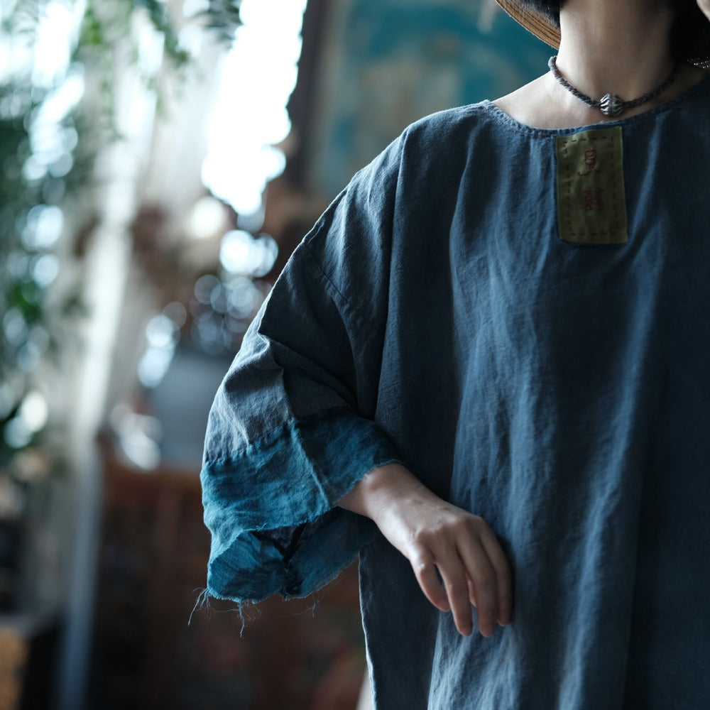 Vintage Breeze %100 Keten Bluz