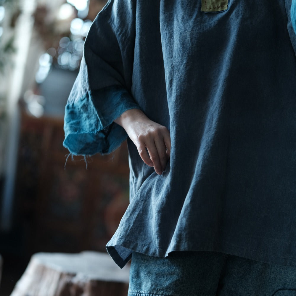 Vintage Breeze %100 Keten Bluz