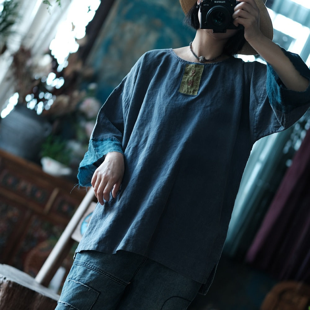 Vintage Breeze %100 Keten Bluz