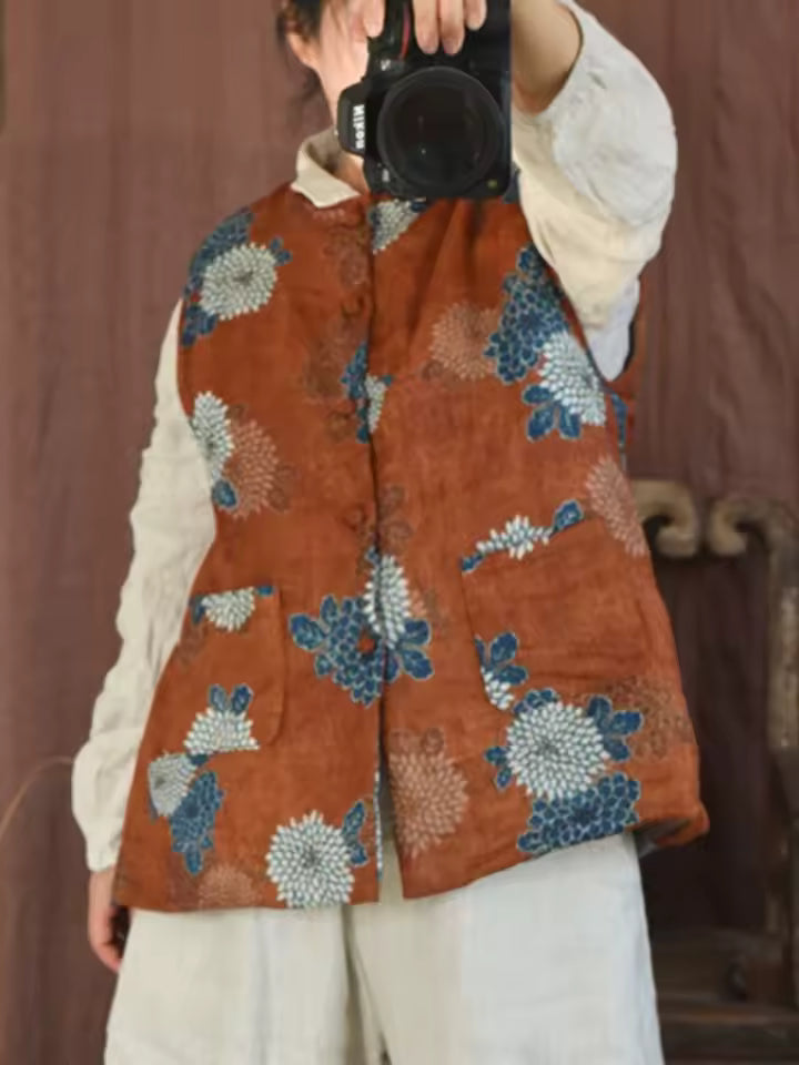 Vintage Meadow keten yelek yan görünüm