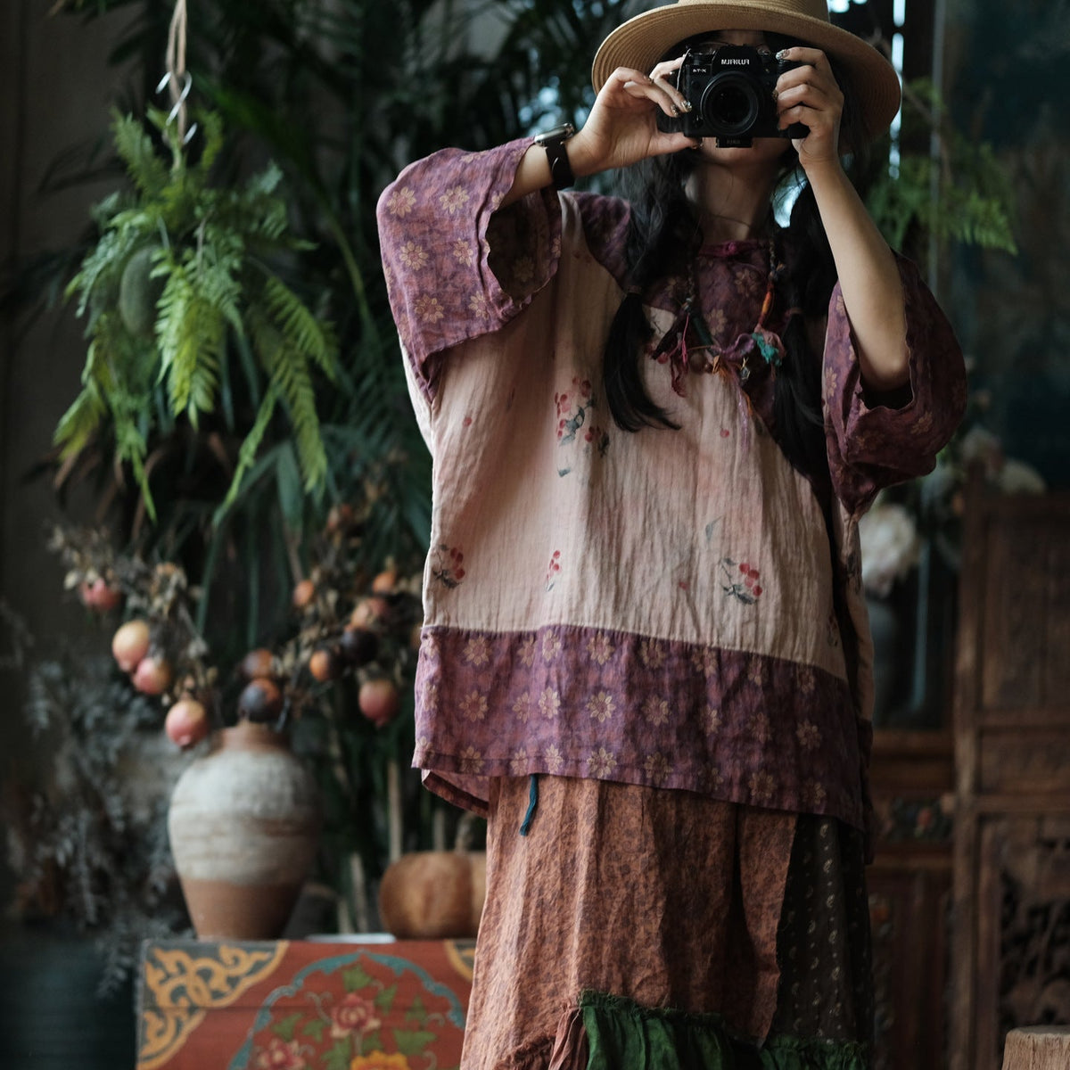 Wild Peony Pamuk Yarasa Kol Bluz