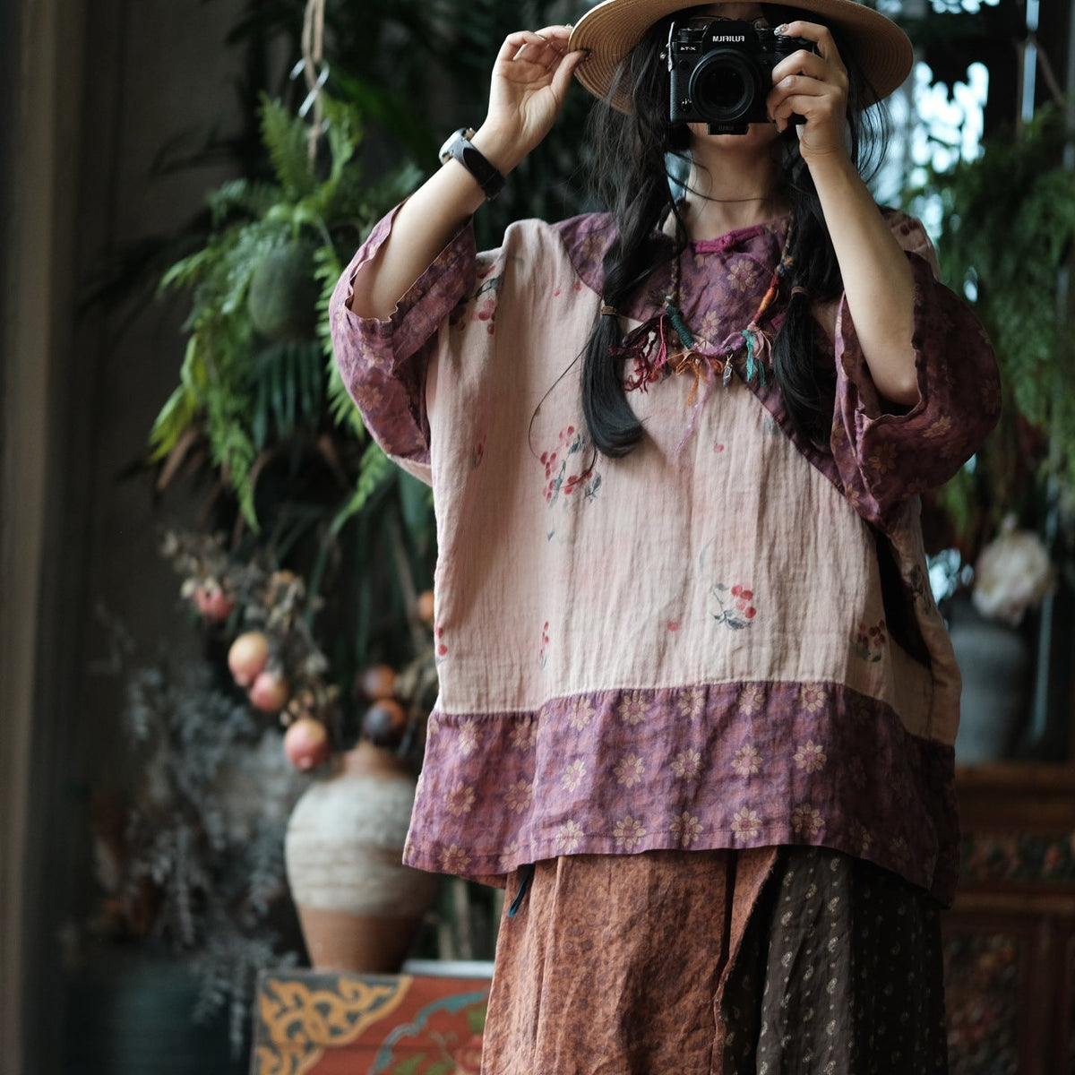 Wild Peony Pamuk Yarasa Kol Bluz